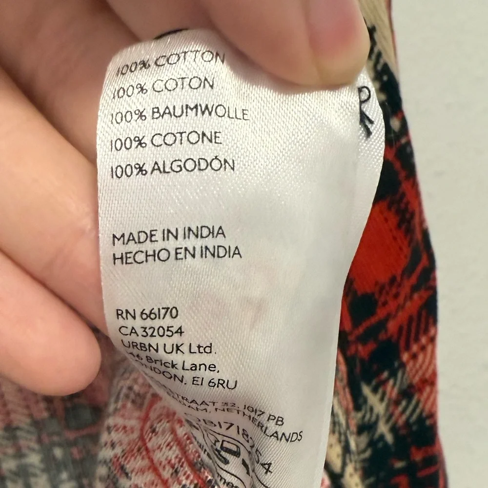 BDG Red and Cream Plaid Casual Shirt - Picture 4 of 5